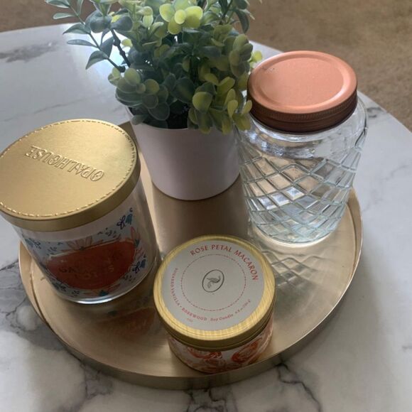 MyGift Brushed Brass Metal Decorative Tray, 11 inch Round Serving Tray - Picture 3 of 8